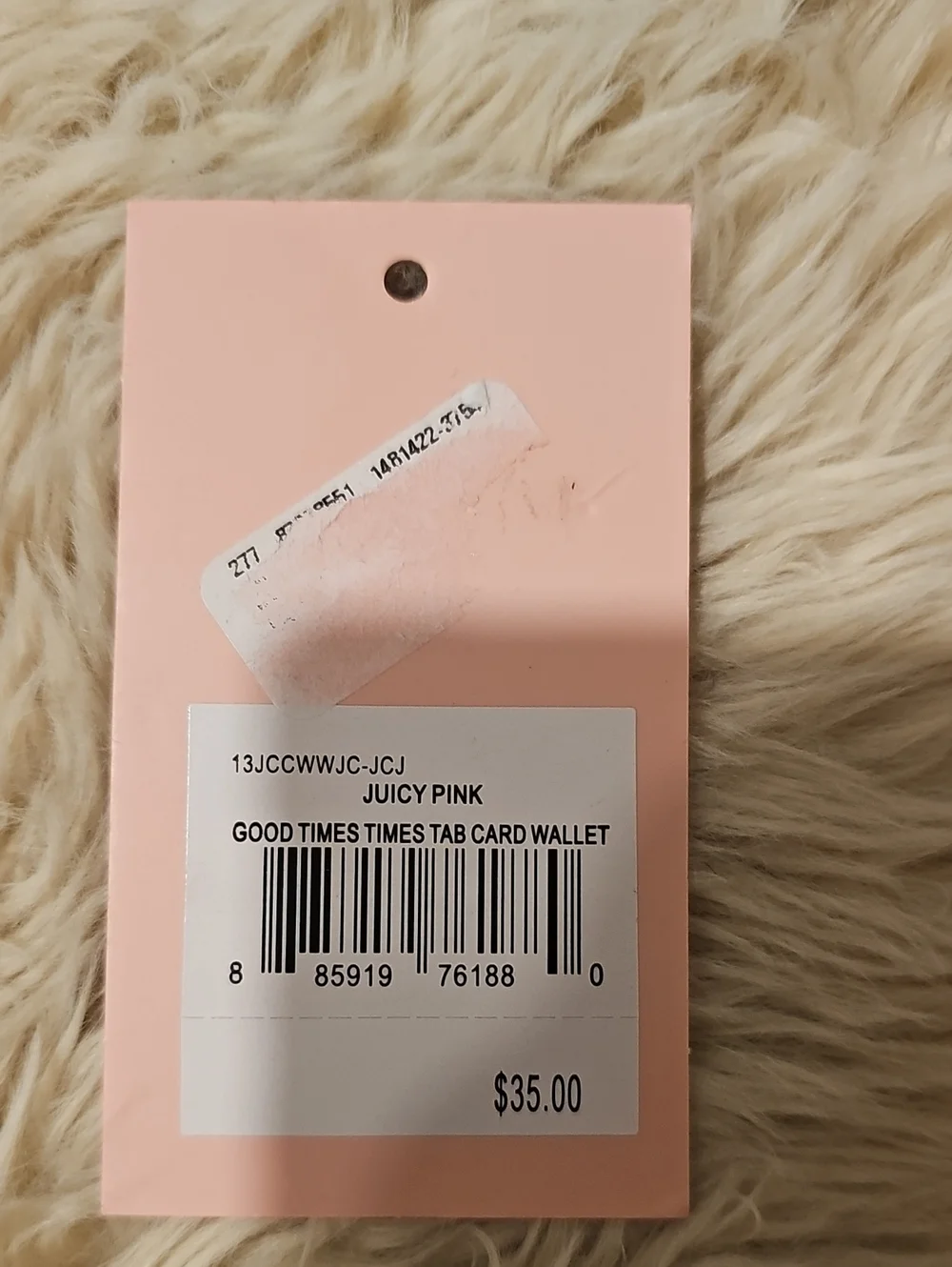 Juicy Couture Good Times Hot Pink Embossed Card Holder with Gold Heart Charm NWT